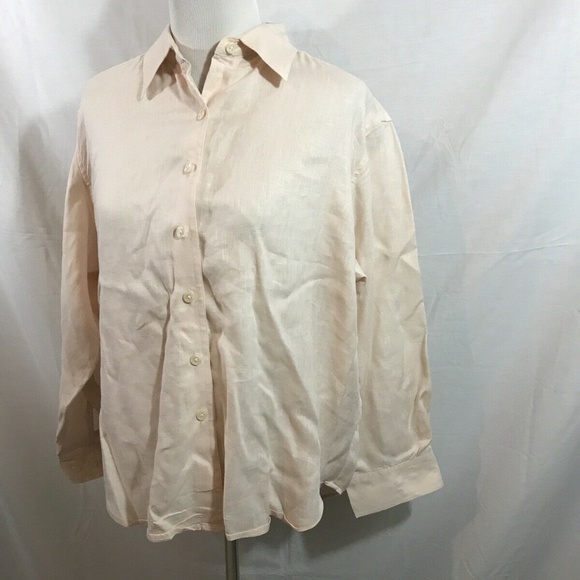 Eddie Bauer pale pink linen long sleeve button dow - Picture 2 of 4